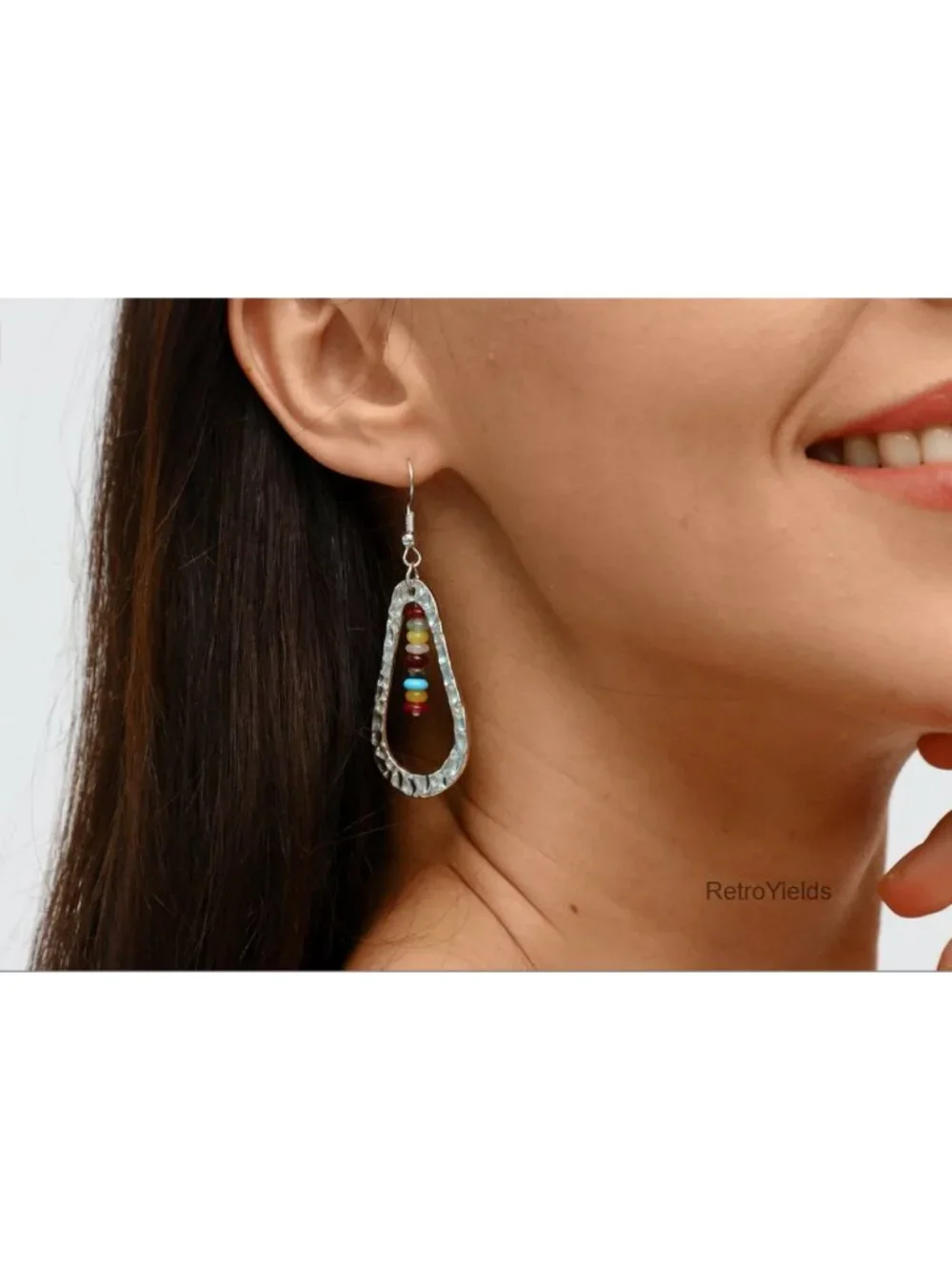 Boho Chic Water Drop Bead Statement Dangle Earrings